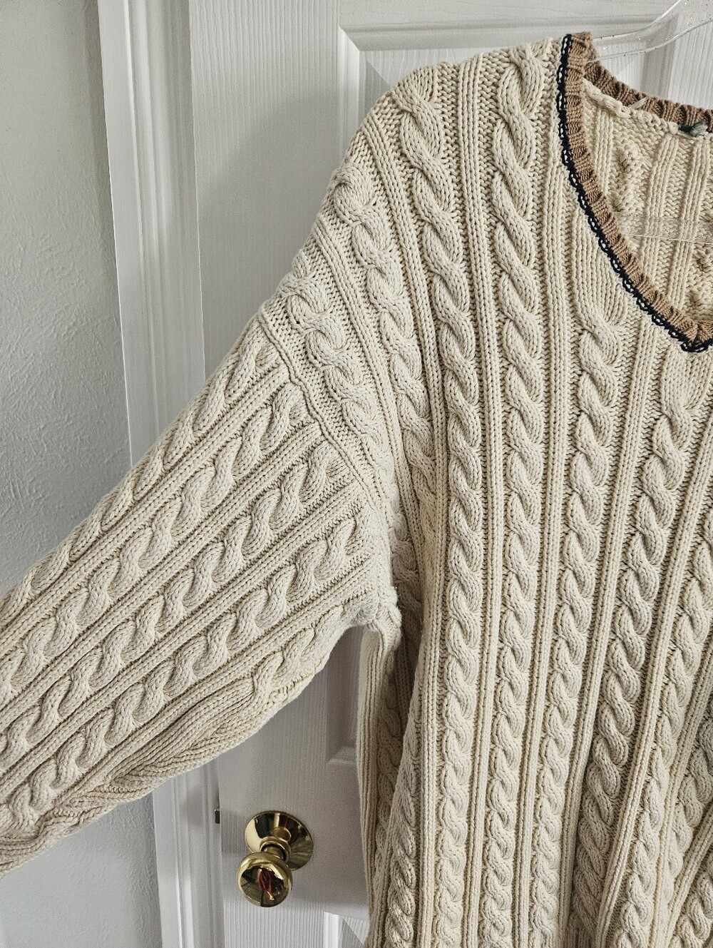 Vintage Ralph Lauren Cream Chunky Cable Knit Oversized Sweater - Picture 7 of 10